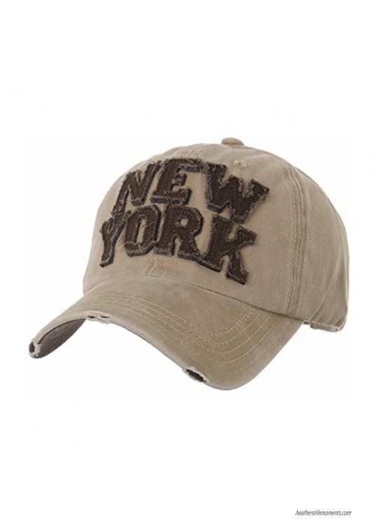 WITHMOONS Baseball Cap Washed Distressed Trucker Hat New York DW1516
