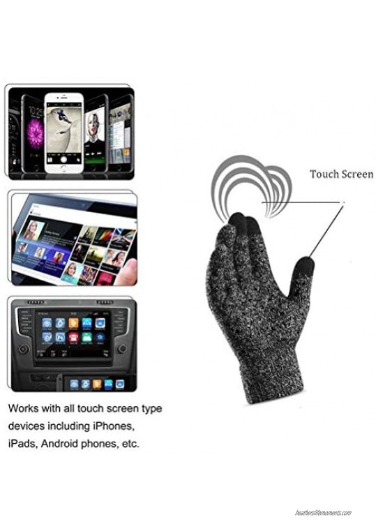 3Pcs Winter Beanie Hat Warmer Scarf Touchscreen Gloves Set for Men Women