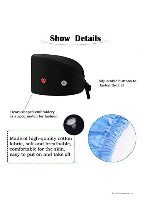 6 Pieces Working Caps with Buttons Gourd-Shaped Sweatband Bouffant Hats Sweatband Adjustable Hats for Women Man Gift