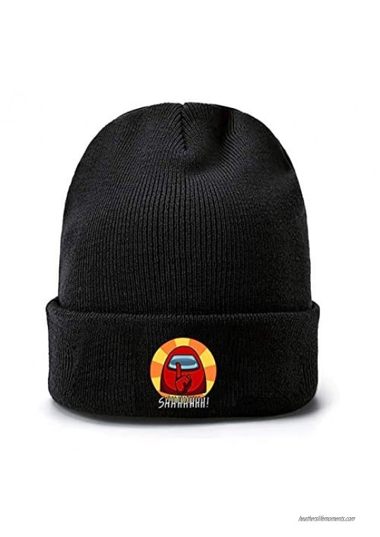 Among Us Impostor Fashion Trend Classic Winter Warm Knit Hat Beanie Cap for Children Adolescents and Youths Black