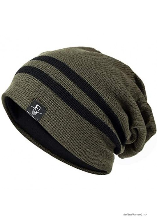 DENOTA Mens Slouchy Beanie Large Knit Hat Baggy Skull Cap Summer Winter Cap B309