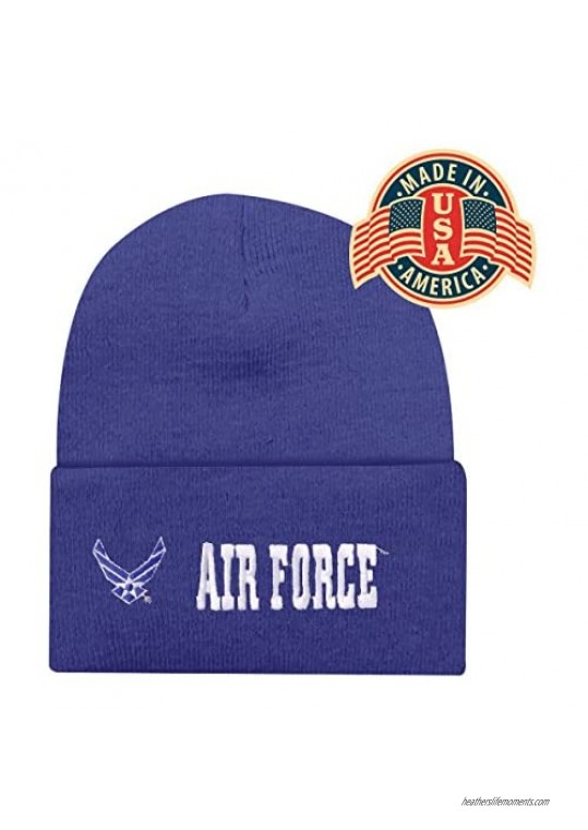 Embroidered Royal Blue White Air Force Wings Logo USAF Officially Military Cuff Watch Cap Stocking Hat Beanie