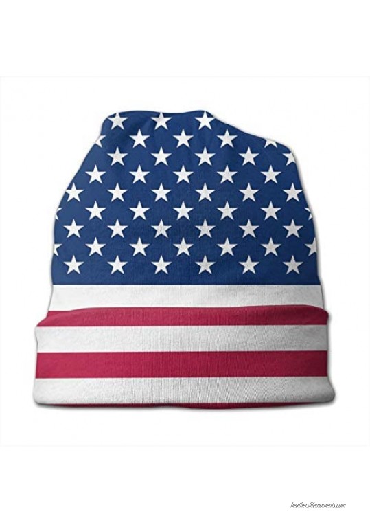 Gianlaima Ameirican Flag USA Patriotic Star Stripe Slouchy Beanies Knitted Hat Skull Cap for Men Women Headwear Sleep Cancer Chemo