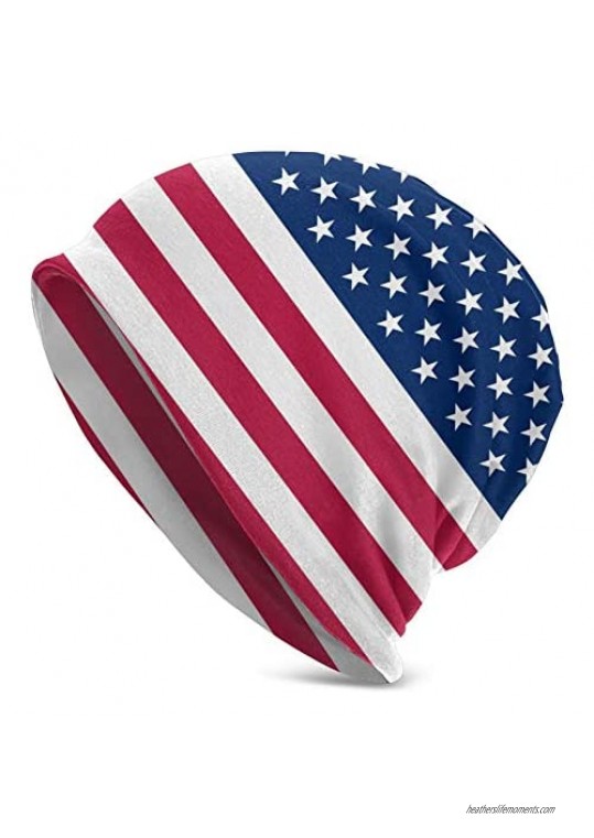 Gianlaima Ameirican Flag USA Patriotic Star Stripe Slouchy Beanies Knitted Hat Skull Cap for Men Women Headwear Sleep Cancer Chemo