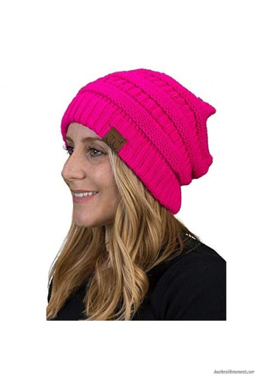 Solid Ribbed Beanie - Neon Hot Pink