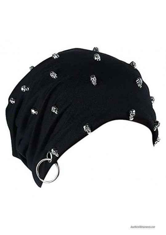 Unisex Men Women Rivet Skull Caps Winter Warm Beanies Cap Punk Rock Hiphop Stud Rivet Bonnet Hats