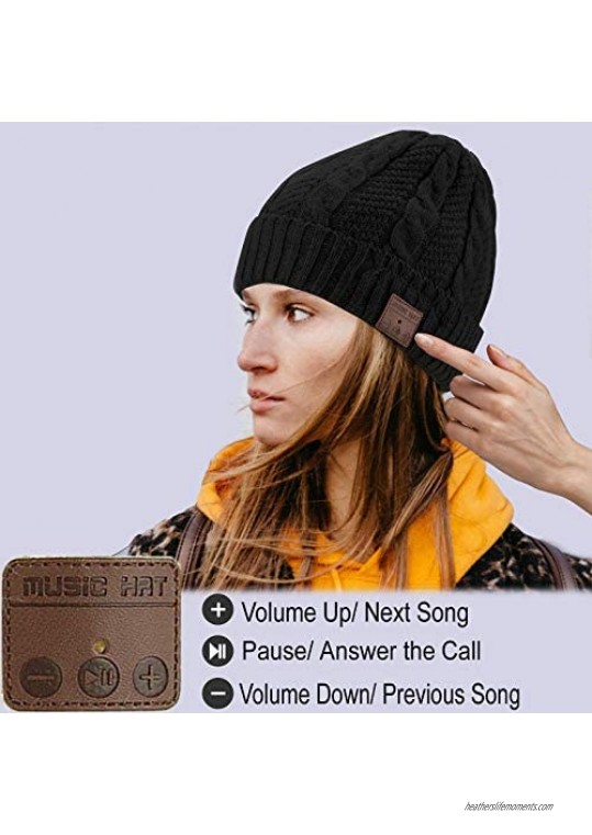 Unisex Wireless Music Beanie Hat Women Men Winter Cap with Stereo Headphone Speaker Wireless Knit Skull Beanie Headset for Outdoor Sports Running Gifts