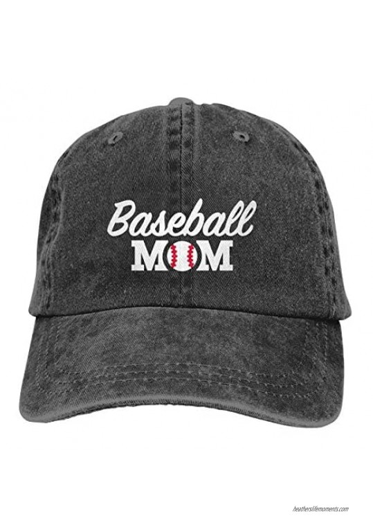 Baseball Mom Denim Cap Football Mama Vintage Washed Distressed Adjustable Dad Hat for Women Outdoor