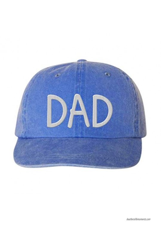 Dad Distressed Pigment Dyed Embroidered Hat One-Size 6 Panel Gift for Dad for Fathers Day One-Size Snap Buckle