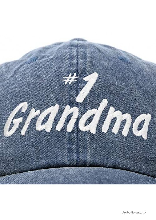 DALIX Number 1 Grandma Hat Gift Washed Cotton Baseball Cap