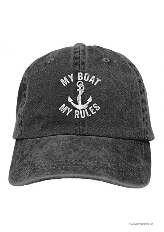 Denim Cap My Boat My Rules 8 Baseball Dad Cap Classic Adjustable Casual Sports Novel for Men Women Hats