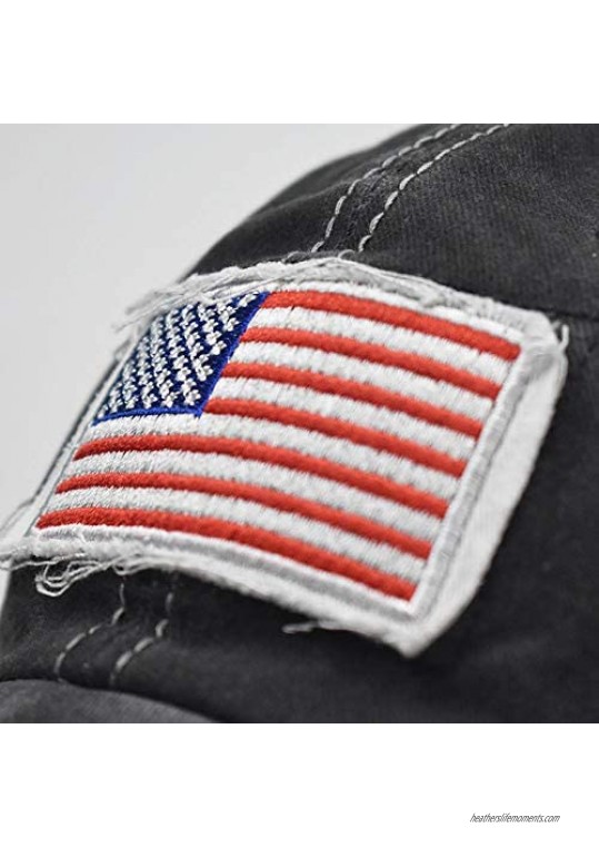 IRELIA Ponytail Baseball Hat Distressed Retro Washed Cotton Twill American Flag