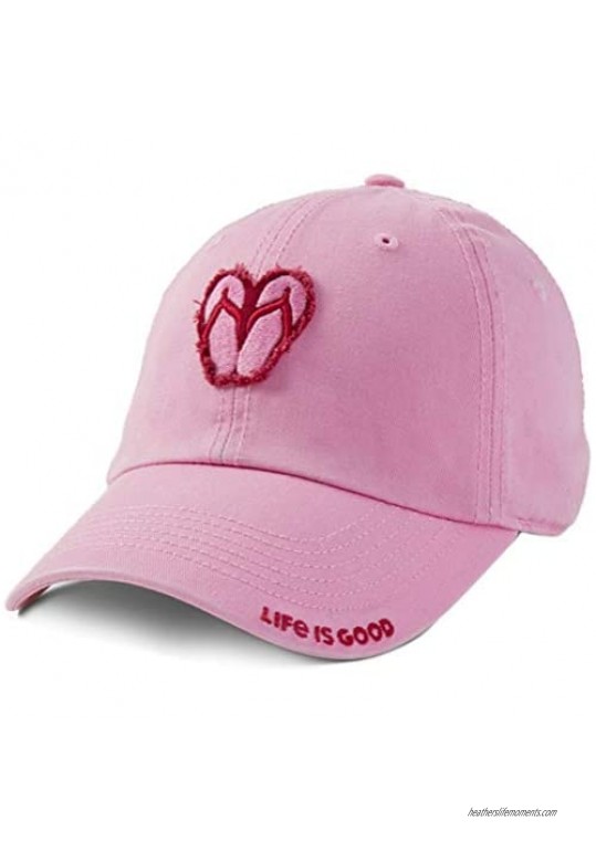 Life is Good Tattered Chill Cap Baseball Hat   Happy Pink  One Size