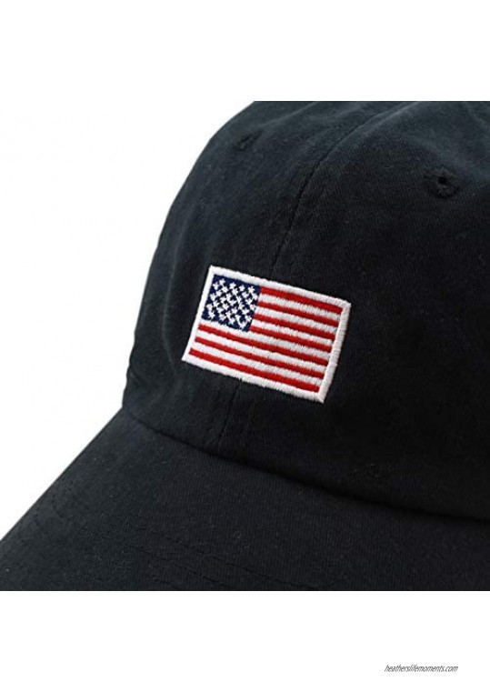 The Hat Depot USA Flag & Embroidery Premium 100% Cotton Low Profile Adjustable Baseball Dad Cap