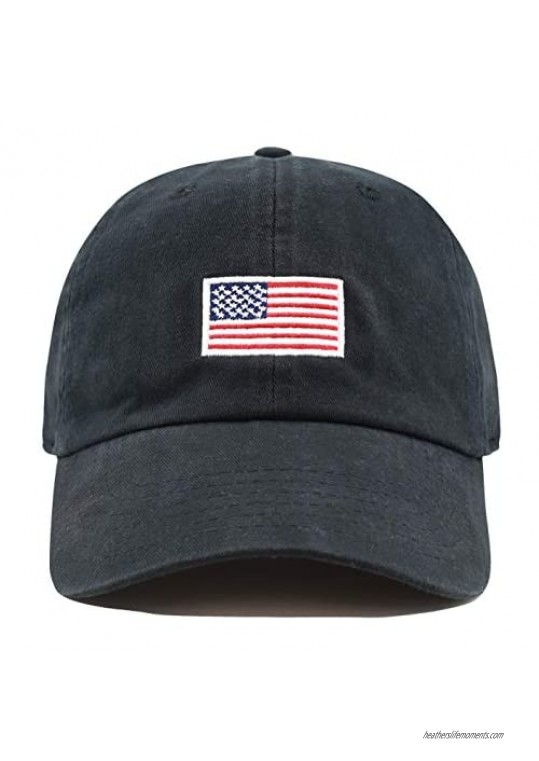 The Hat Depot USA Flag & Embroidery Premium 100% Cotton Low Profile Adjustable Baseball Dad Cap