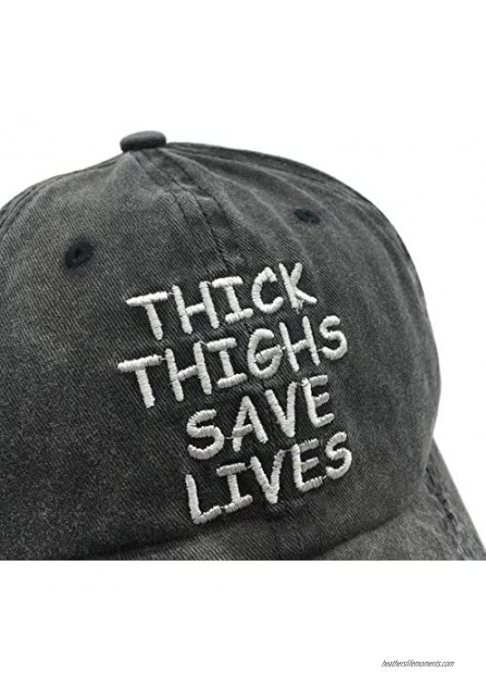 Waldeal Embroidered Women Thick Thighs Save Lives Denim Dad Hats Adjustable Baseball Cap for Wifey