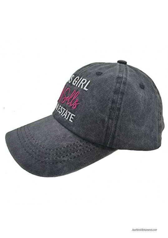 Waldeal Women's This Girl Real Estate Realtor Ponytail Baseball Cap Adjustable Washed Twill Cotton Dad Hat Black