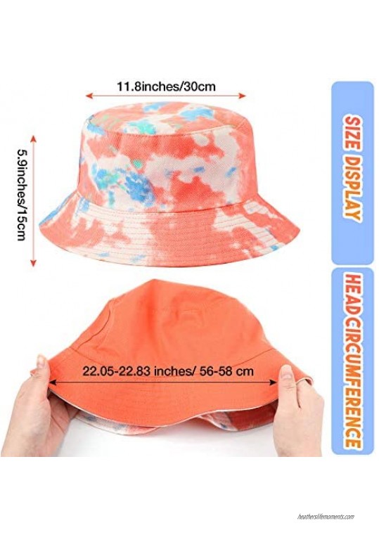 3 Pieces Tie Dye Bucket Hat Reversible Visor Hats Outdoor Fisherman Hat Sun Hat for Women