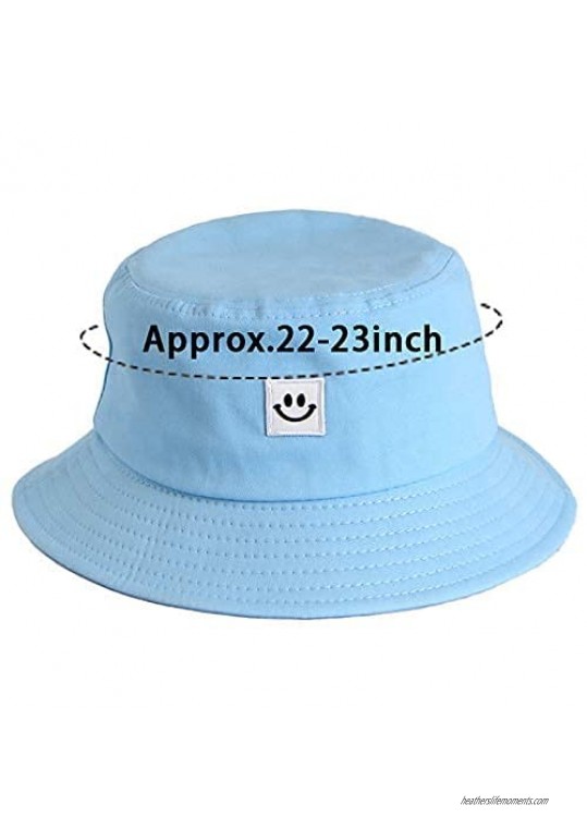 4 Colors Smiling Face Bucket Hat 100% Cotton Unisex Fisherman Summer Travel Beach Sun Hat for Women Men