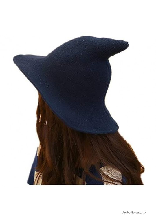 Along The Sheep Wool Cap Knitting Fisherman Hat Female Fashion Witch Pointed Basin Bucket Hat Accessories Kangkang