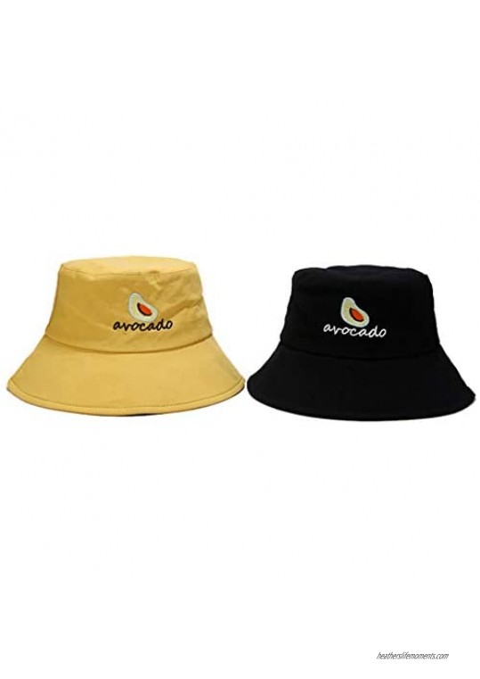 Avocado Embroidered Bucket Hat Adjustable Fisherman Cap Travel Packable Sun Hats for Women Men