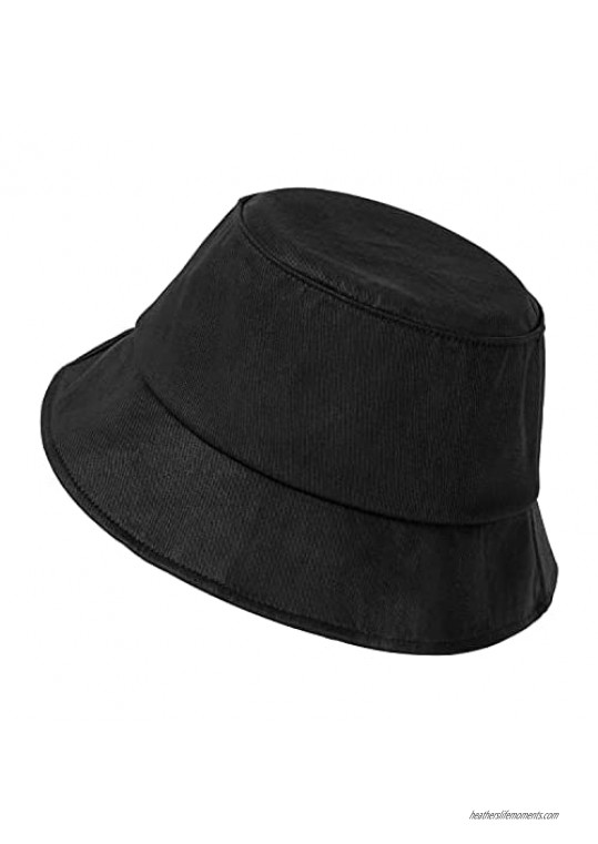 Black Bucket Hat for Men Women - Summer Travel Outdoor Beach Sun Hat UV Block Packble Cap
