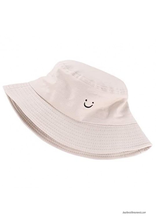 boderier Smiley Face Bucket Hat for Women Summer Travel Foldable Bucket Beach Sun Hat Outdoor Cap