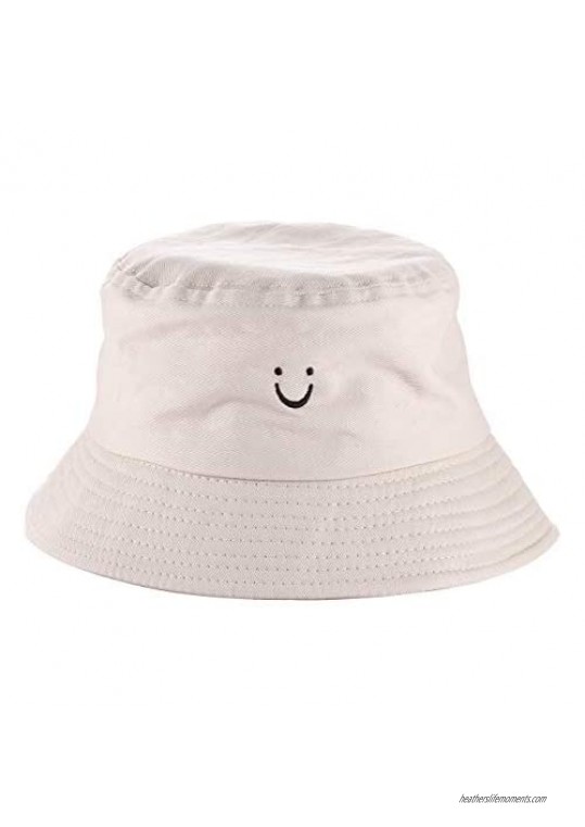 boderier Smiley Face Bucket Hat for Women Summer Travel Foldable Bucket Beach Sun Hat Outdoor Cap