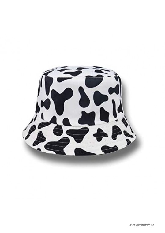 Bucket-Hat Reversible Fisherman-Cap - Cow Print Sun Hat Summer Packable Double-Side-Wear Hats