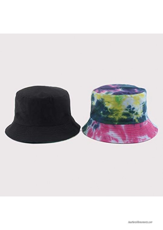 Bucket-Hat Summer Tie-dye Reversible-Fisherman Cap Packable Sun Protection Outdoor