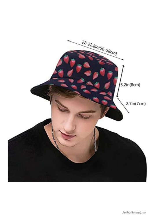 Bucket Hats for Women and Men Outdoor Travel Beach Unisex Sun Hat Summer Packable Fisherman Hats Cherry Cute Print