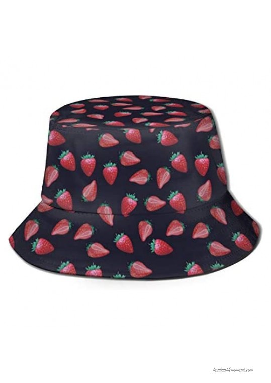 Bucket Hats for Women and Men Outdoor Travel Beach Unisex Sun Hat Summer Packable Fisherman Hats Cherry Cute Print