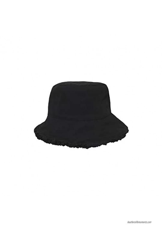Cotton Bucket Hat for Women Sun Hat Brim Black