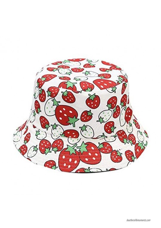 DCUTERQ Unisex Cute Pattern Print Double Sides Travel Bucket Hats Summer Packable Reversible Outdoor Fisherman Cap