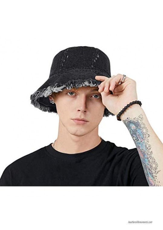 DOCILA Denim Bucket Hats for Women Men Casual Jean Fisherman Cap Packable Outdoor Sun Hats