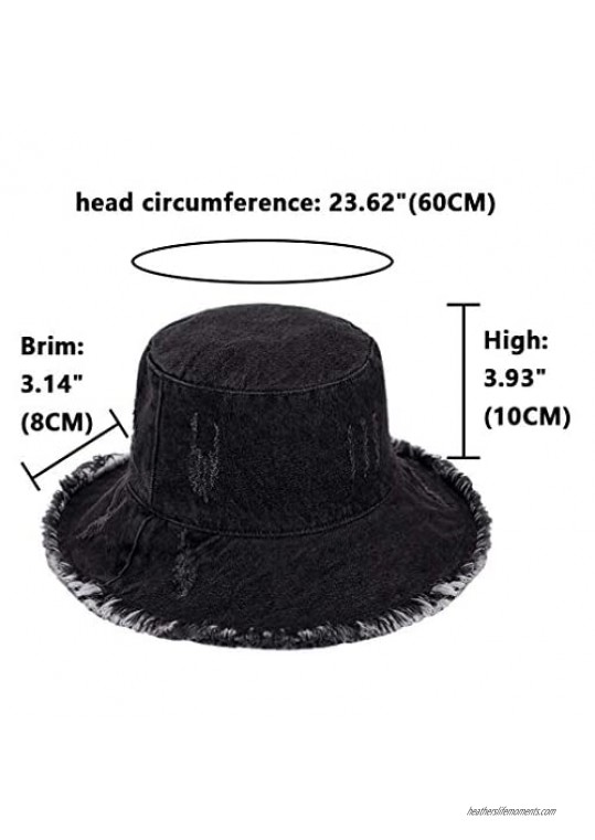 DOCILA Denim Bucket Hats for Women Men Casual Jean Fisherman Cap Packable Outdoor Sun Hats
