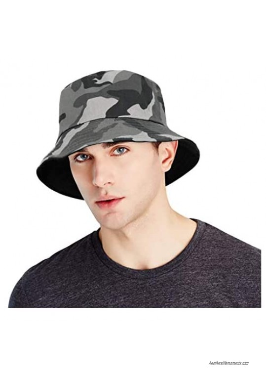 DOCILA Reversible Camo Bucket Hat for Men Women Foldable Military Style Outdoor Fisherman Sun Caps