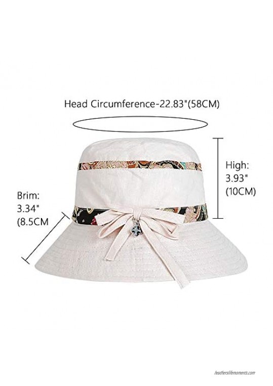 DOCILA Vintage Ethnic Floral Bucket Hat for Women Wide Brim Floppy Sun Hats Packable Travel Fisherman Caps