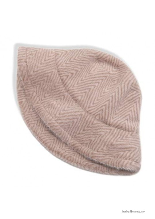 Fittia Warm Winter Faux Fur Bucket Hat for Women Furry Plush Fuzzy Bucket Caps Soft Casual Outdoor Fisherman Hat
