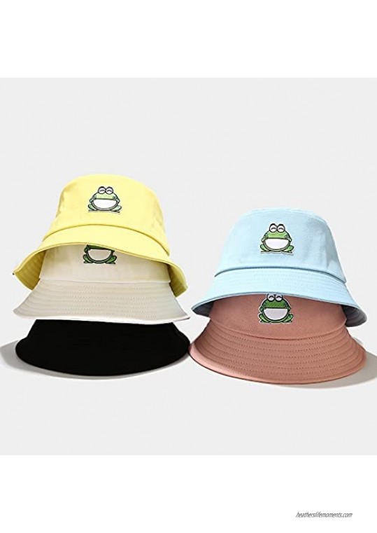 HUYADAPI Cotton Bucket Hat Reversible Fishing Fisherman Cap Travel Beach Packable Sun Hat for Men Women Teens