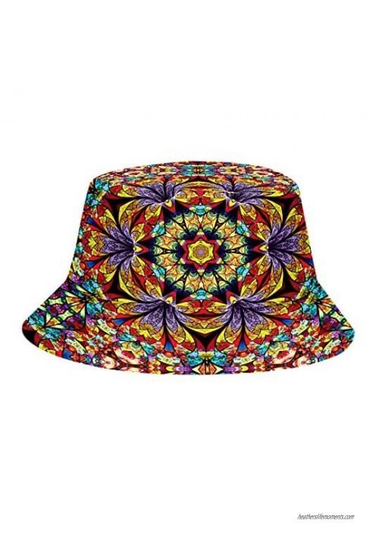 Naimo Kaleidoscope Print Pattern Bucket Hat Floppy Sun Cap Packable Fisherman Hat