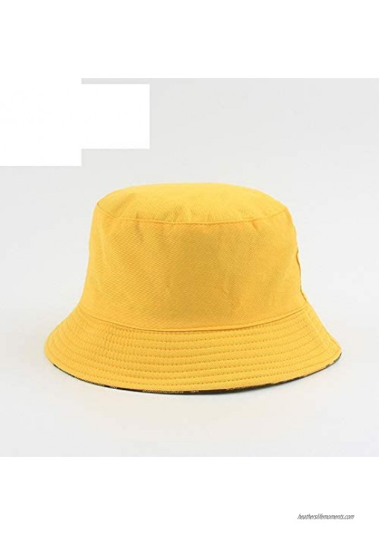 Plaid Bucket Hats Women Cotton Foldable UV Protection S/M