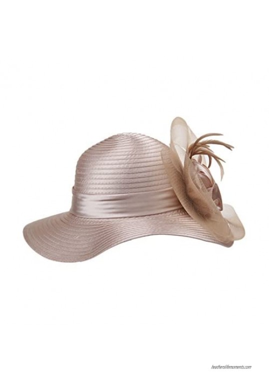 Prefe Lady's Kentucky Derby Dress Church Cloche Hat Bow Bucket Wedding Bowler Hats