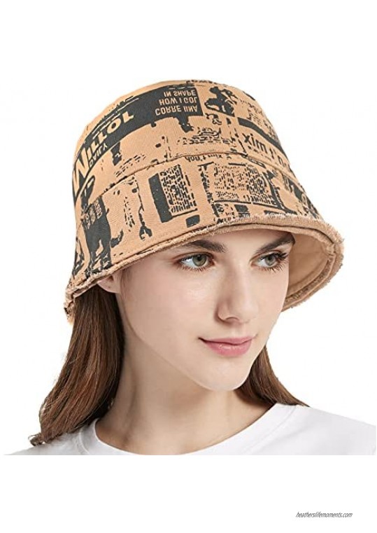 Print Bucket Hat Reversible Packable Summer Travel Beach Sun Hat Outdoor Fisherman Cap Sun Protection for Women Men Teens