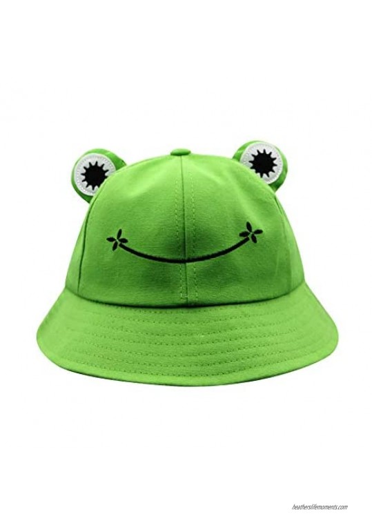 RARITYUS Unisex Cute Frog Bucket Sun Hat Funny Summer Packable Fisherman Cotton Hat for Women Men Adult Teen Kids