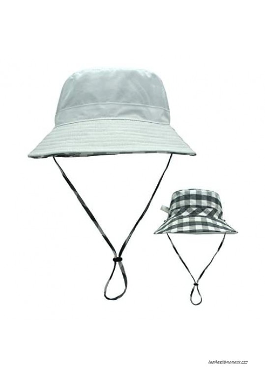 Surblue Unisex Bucket Hat Double-Side-Wear Summer Travel Beach Sun Packable Cotton Hat Fisherman Outdoor Cap for Women Men