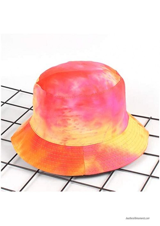 Surkat Tie Dye Bucket Hat Multicolored Fisherman Cap Packable Sun Hat for Women