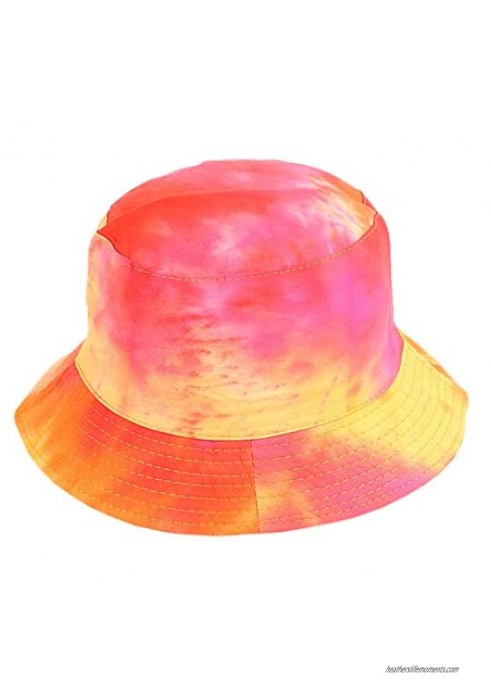 Surkat Tie Dye Bucket Hat Multicolored Fisherman Cap Packable Sun Hat for Women