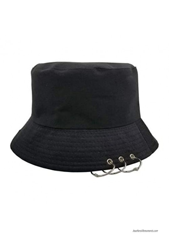 Unisex Bucket-Hat Cotton Fishmen-Cap with Rings