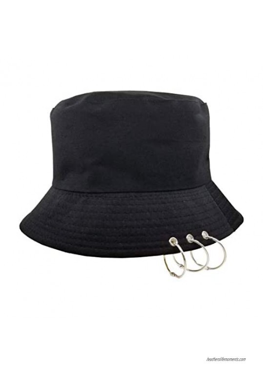 Unisex Bucket-Hat Cotton Fishmen-Cap with Rings